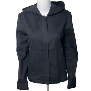 Banana Republic Black Wool Blend Jacket Small Hooded Full Zip Pockets Minimalist